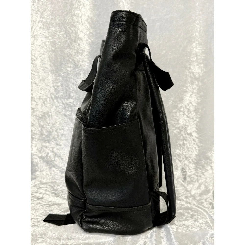 Adidas Originals Pebbled Leather Commuter Backpack Tote Black Trefoil Logo Bag